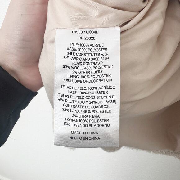 [Pendleton] Cream Full Zip Flannel Flap Pocket Fleece Sherpa Jacket Size Small S - Picture 11 of 12